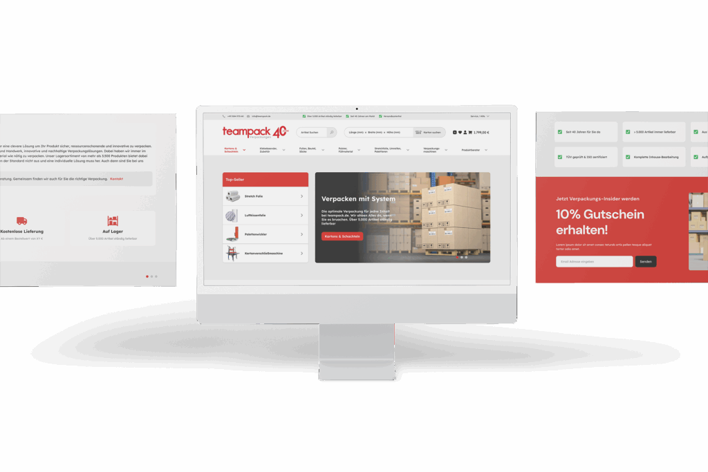 teampack – Onlineshop Projektansicht